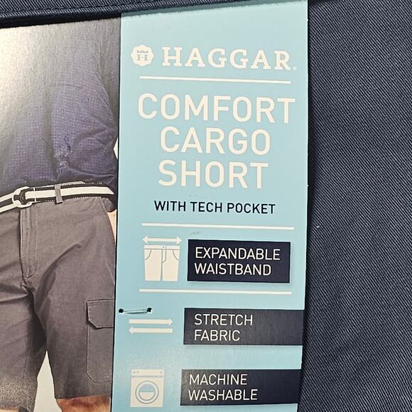 Haggar Comfort Cargo Shorts with Tech Pocket Expandable Waistband Men's 40 NWT - Picture 6 of 10